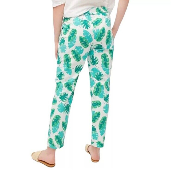 J. Crew Linen Pull On Drawstring Ankle Crop Pants Womens Size 6 Tropical $69 NEW - Picture 2 of 16